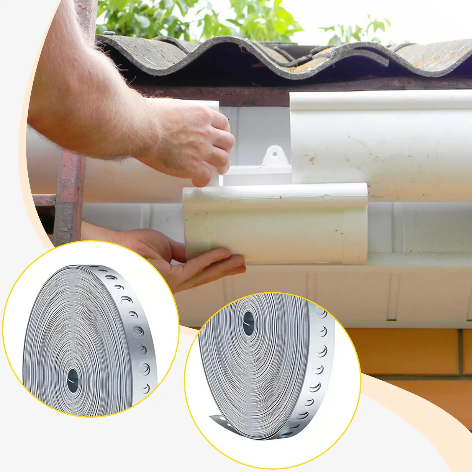 Metal Hanger Strap Roll 15 Meter by 18mm Anti Rust Iron Tape with Pre Drilled Holes for Pipe Hanging and Repair Work