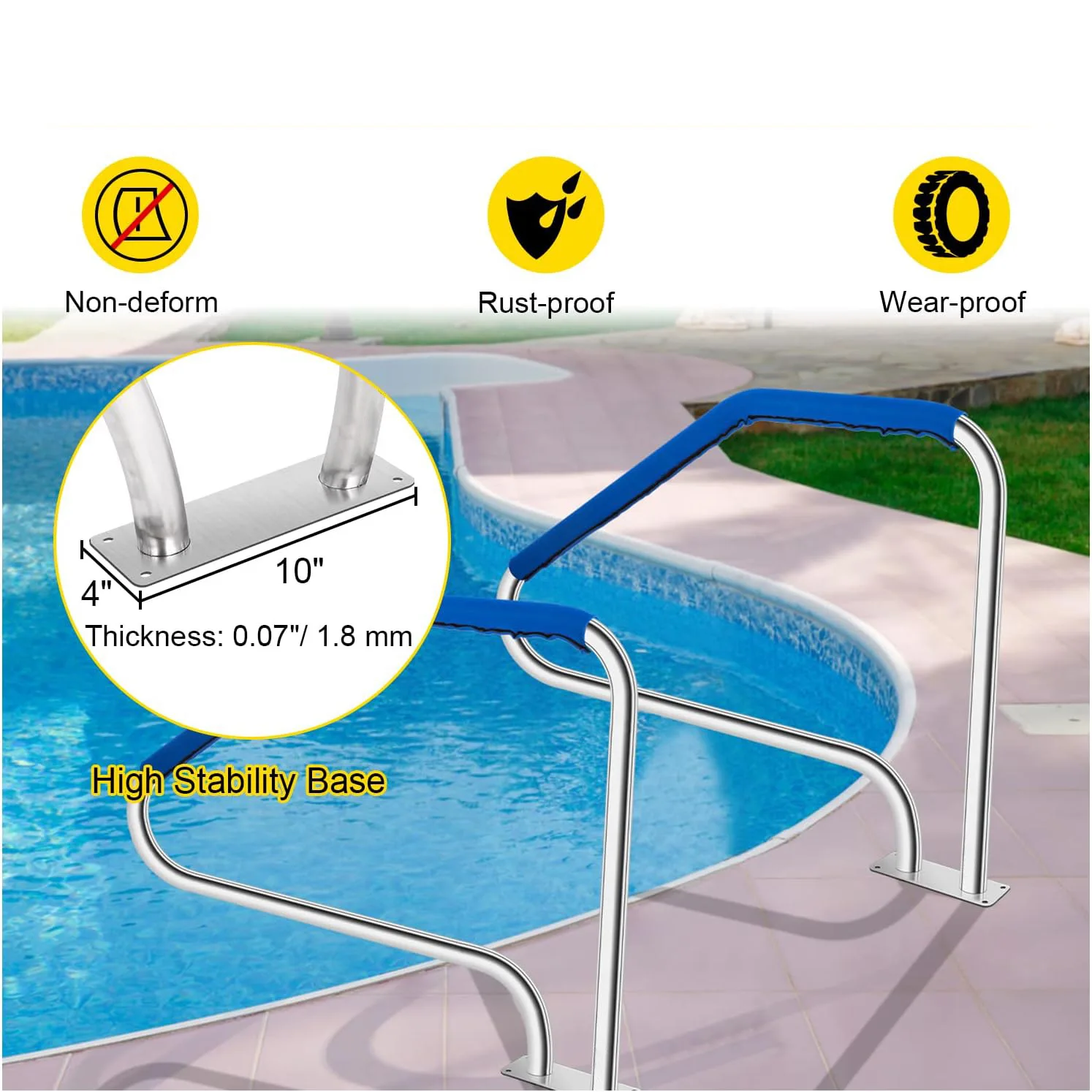 Factory Direct Supply Stainless Steel Swimming Pool Ladder 49x34 Inches 4 Bends Thickened with Cross Brace Multi-Specificationpr