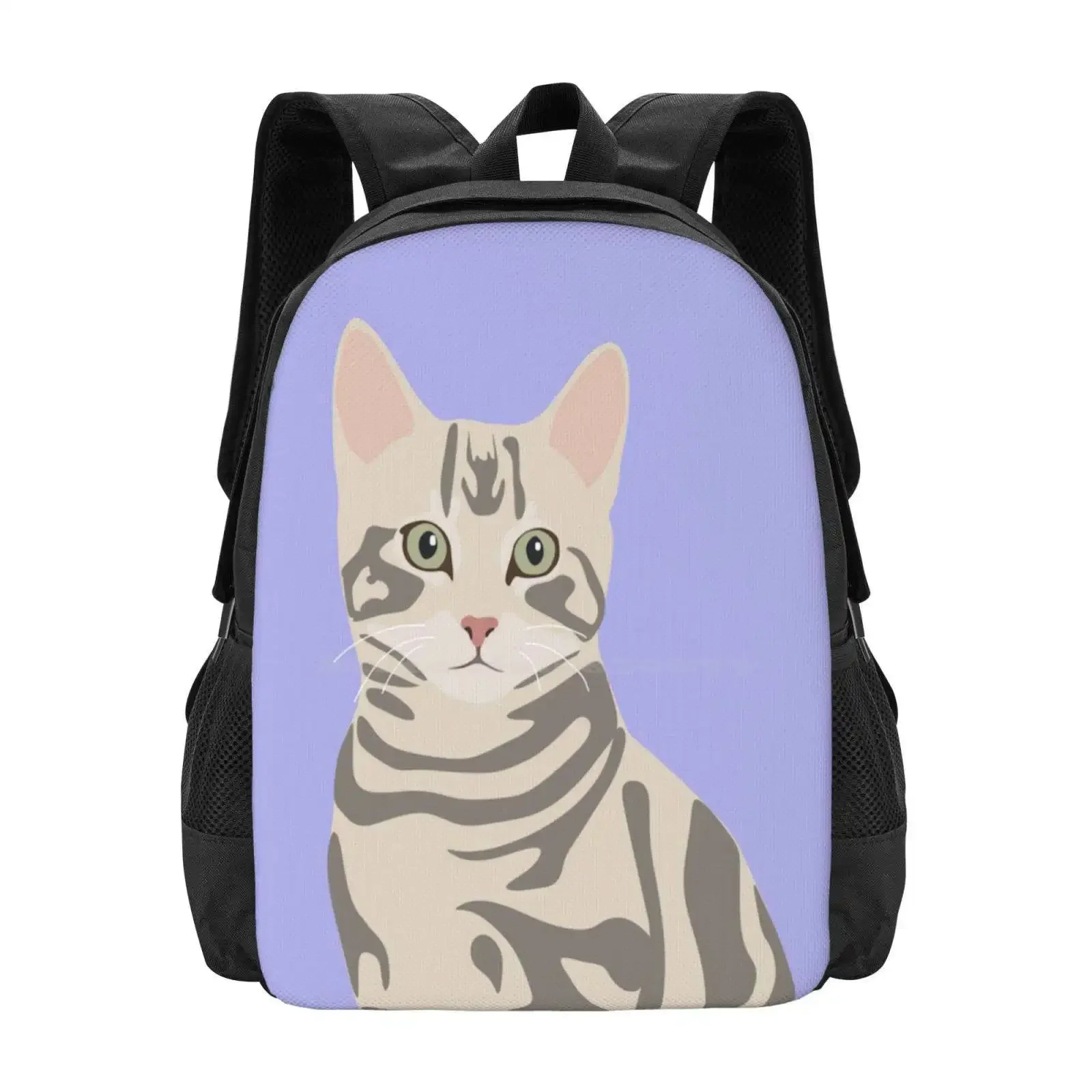 

Cute Grey Tabby Cat Portrait Digital Art Hot Sale Schoolbag Backpack Fashion Bags Cats Cute Cat Cat Portrait Pet Portrait Tabby