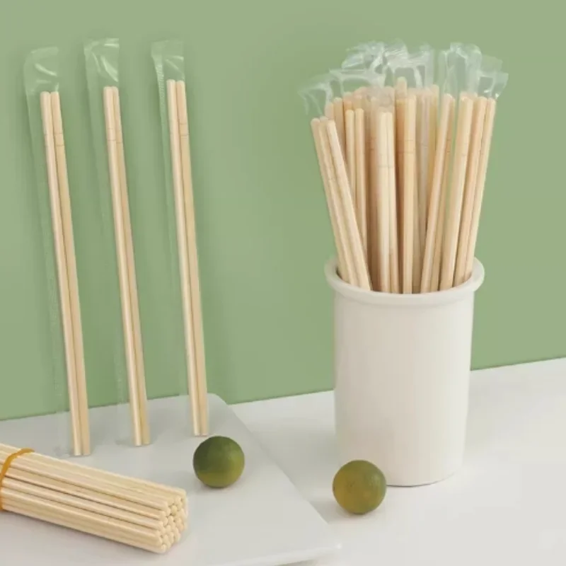 Disposable Bamboo Chopsticks 100/200/300 Pcs Individually Wrapped Natural Tableware Food Grade Lacquerless Waxless Commercial