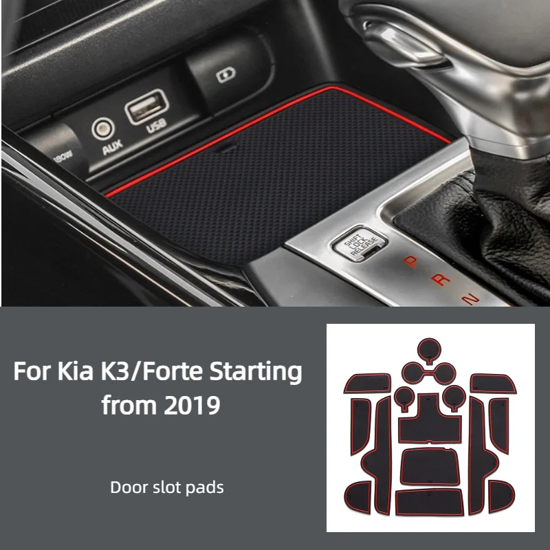 For Kia K3/Forte Starting from 2019 Model, Car Seat Track Pad, Cargo Net Storage Tray, Console Dust Cover