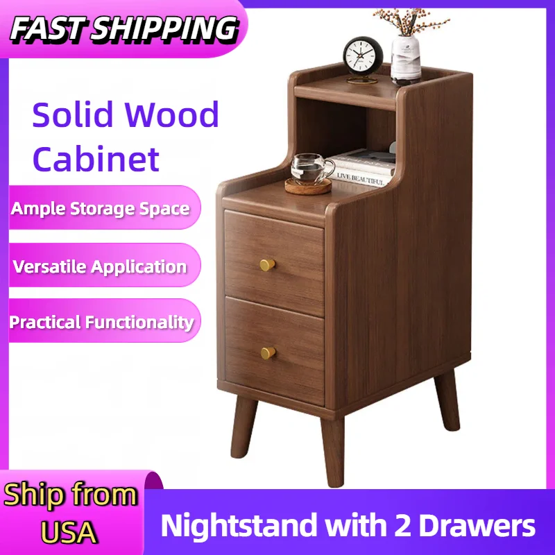 

Space-Saving Ultra-Narrow Nightstand with Storage Drawers Modern Minimalist Bedside Table Small Cabinet for Home Bedroom Bathroo