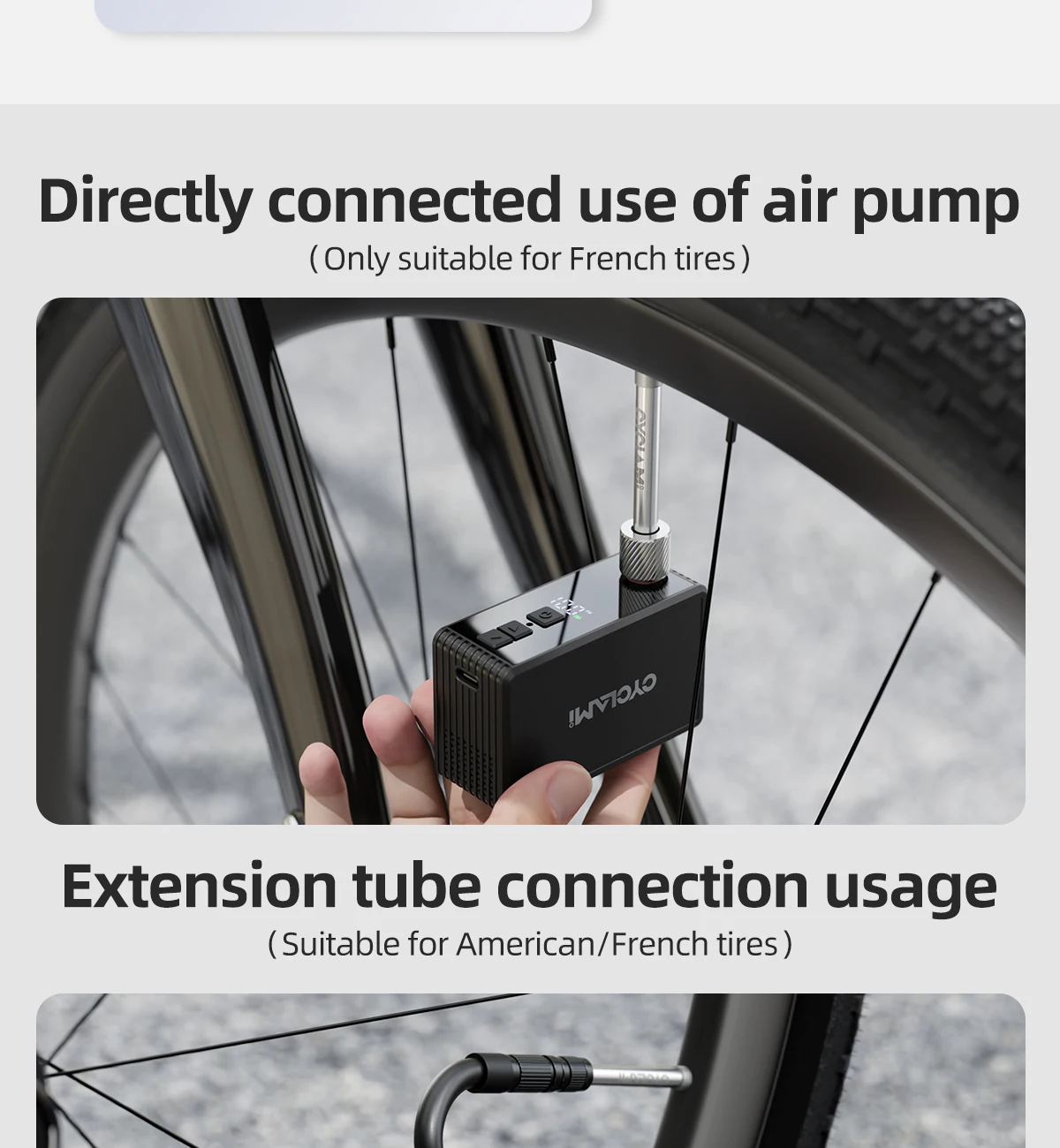 130 PSI Fahrrad Automatische Elektrische Luftpumpe Outdoor Tragbare Reifen Inflator Fahrrad Reifendruck Display FV AV CYCLAMI AM6 Pro – Detail 12