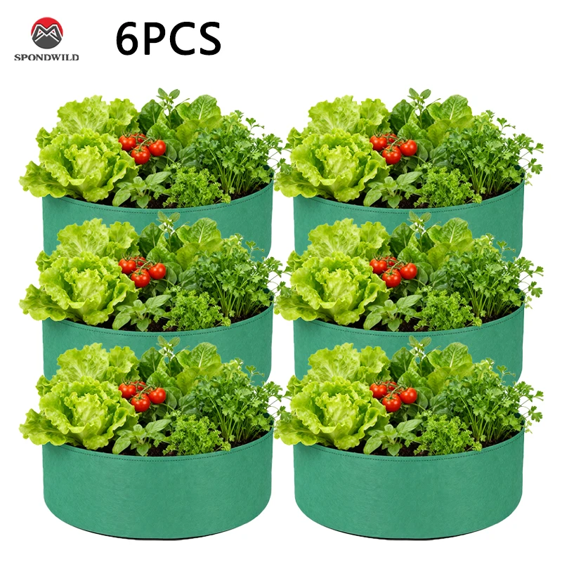

Multi-Size Thickened Planting Pots, 5/6 Packs Non-Woven Grow Bags, Vegetable Planters for Garden & Home