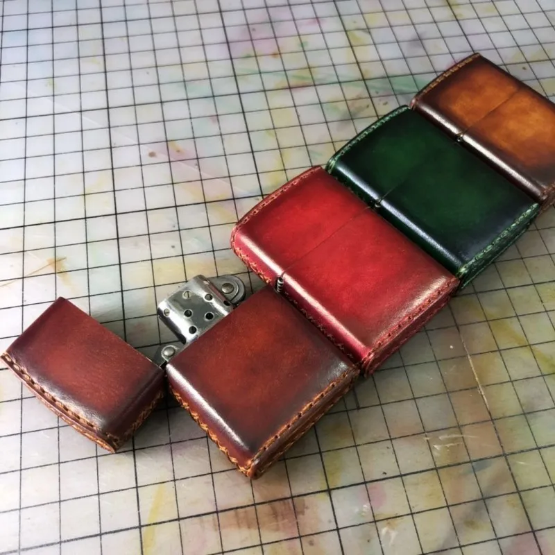 Hand-stitched Cowhide Leather Durable Protective Sleeve Simple Case Lighter Holster Cover for Zipp Lighter Cover