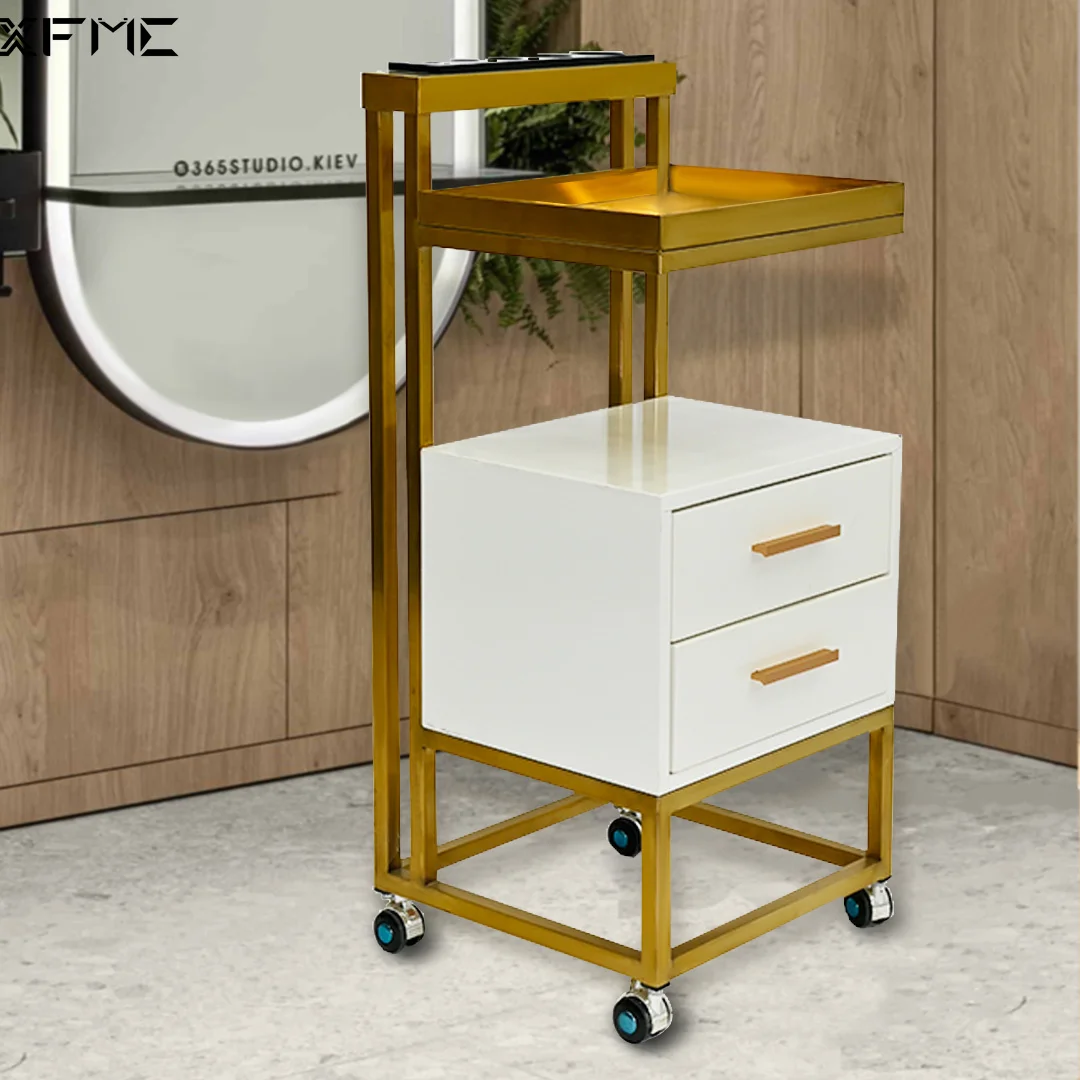 

XFMC Salon Storage Trolley Mobile High-Quality Hair Salon Styling Car Tool Cart Hair Salon Trolley with 4 Rolling Wheels