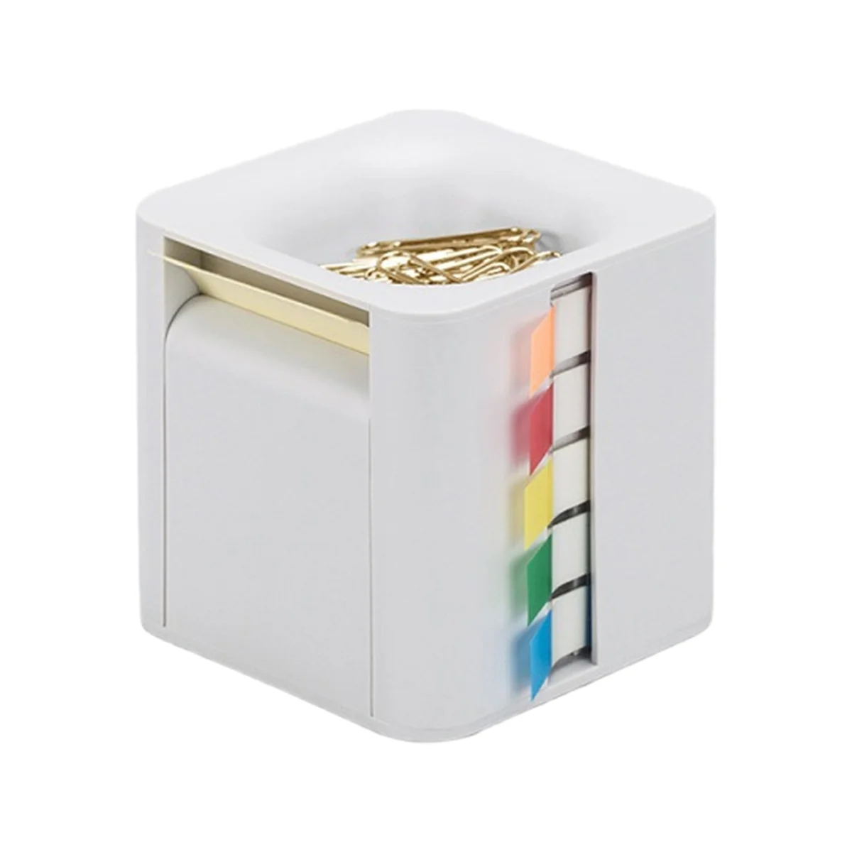 AA98 5-in-1 Cube Sticky Note Holder Multifunction Sticky Note Dispenser with Up Sticky Notes, Sticky Tabs, Sticky Rolls A