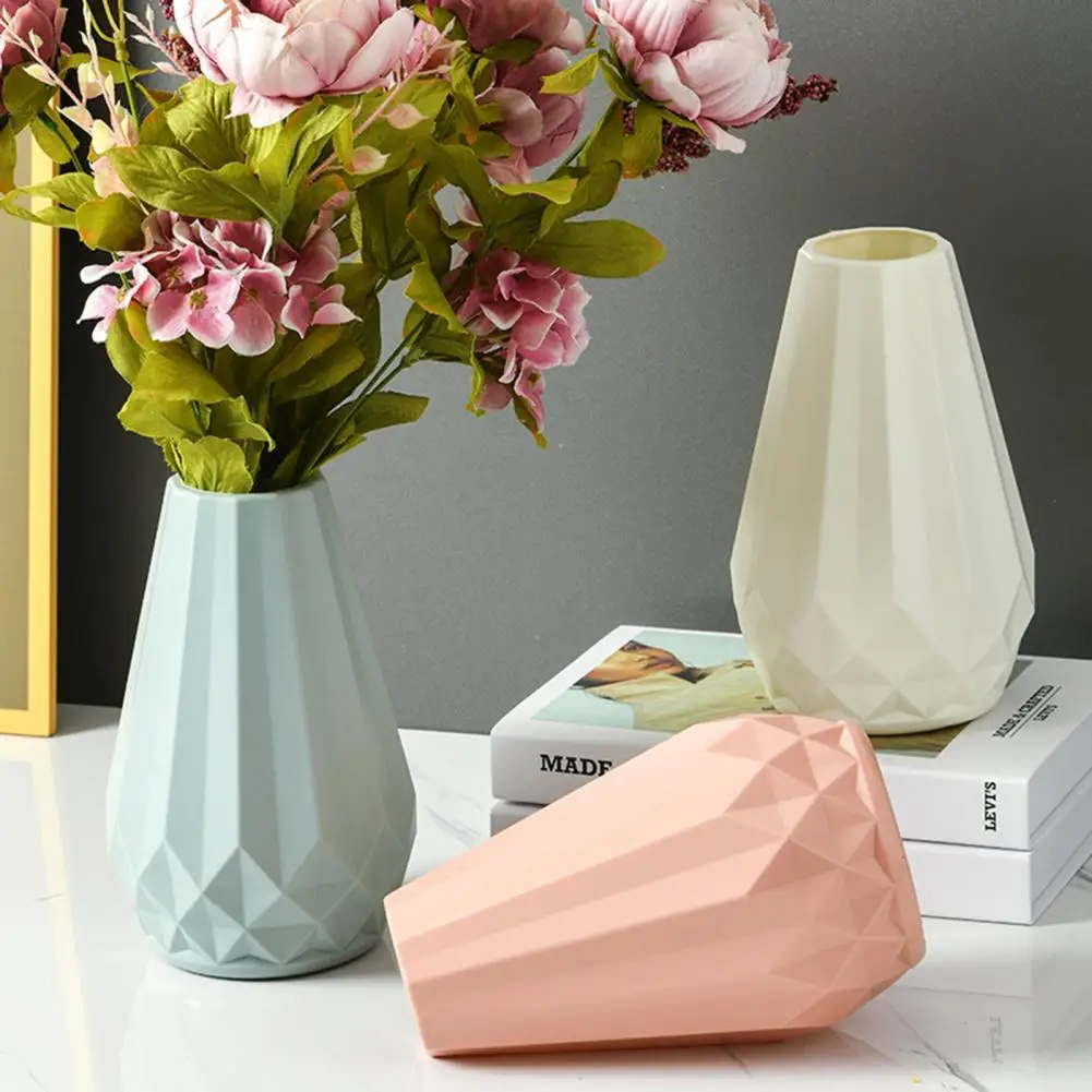 Flower Vase Geometric Non-fading Irregular Texture Smooth Surface Plastic No Burrs Flower Pot Basket for Wedding Home Flower Arr