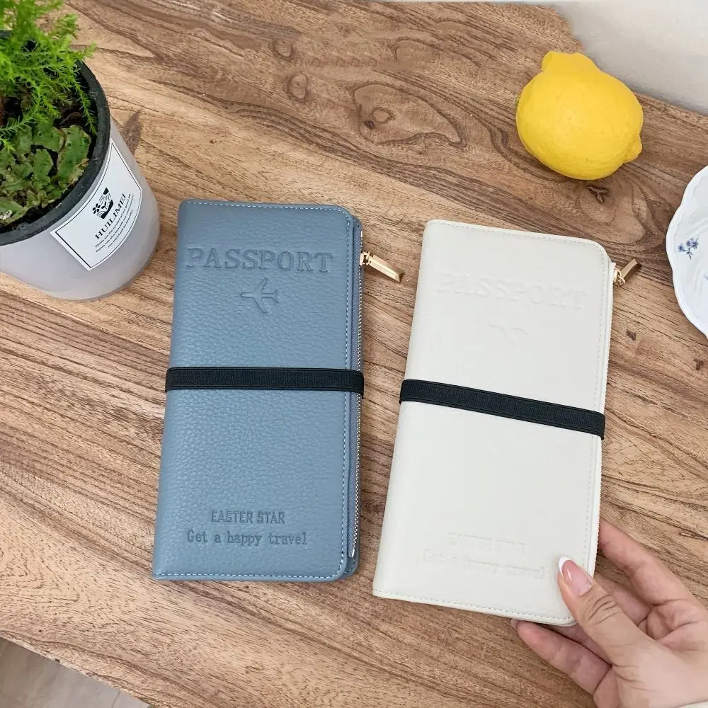 

PU Leather Anti-theft Passport Holder Letter Airplane Check-in Certificate Storage Bag Ticket Holder Card Case Passport Clip Men