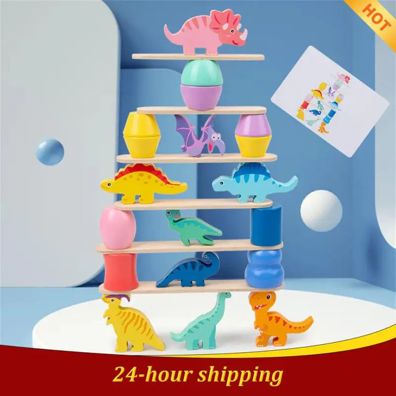 Puzzle Animal Train Infant Montessori To Stack Solid Wood Early Education Study Wooden Color Training Intelligence Cartoon