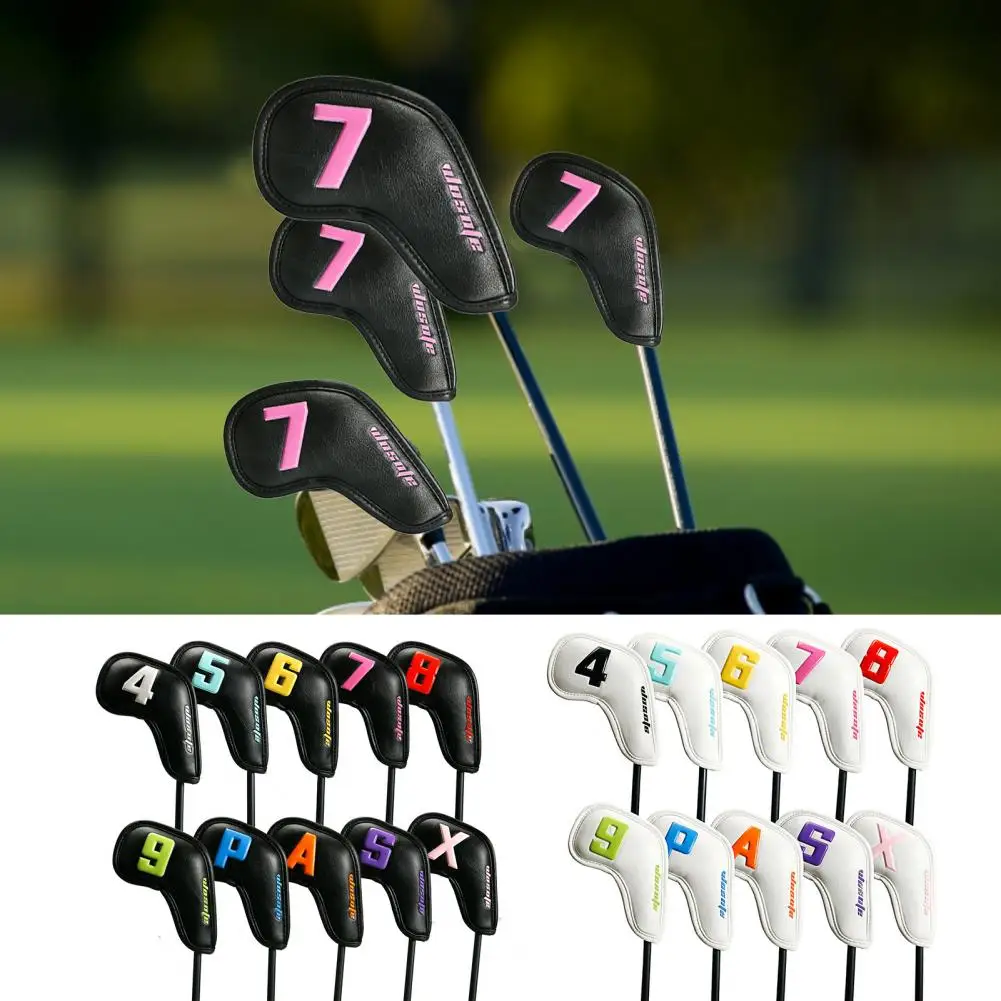 10pcs/Set Golf Head Covers Club Iron Protector Neoprene Headcover Golf Accessory Black Golfer Light Gift For Kids Children New