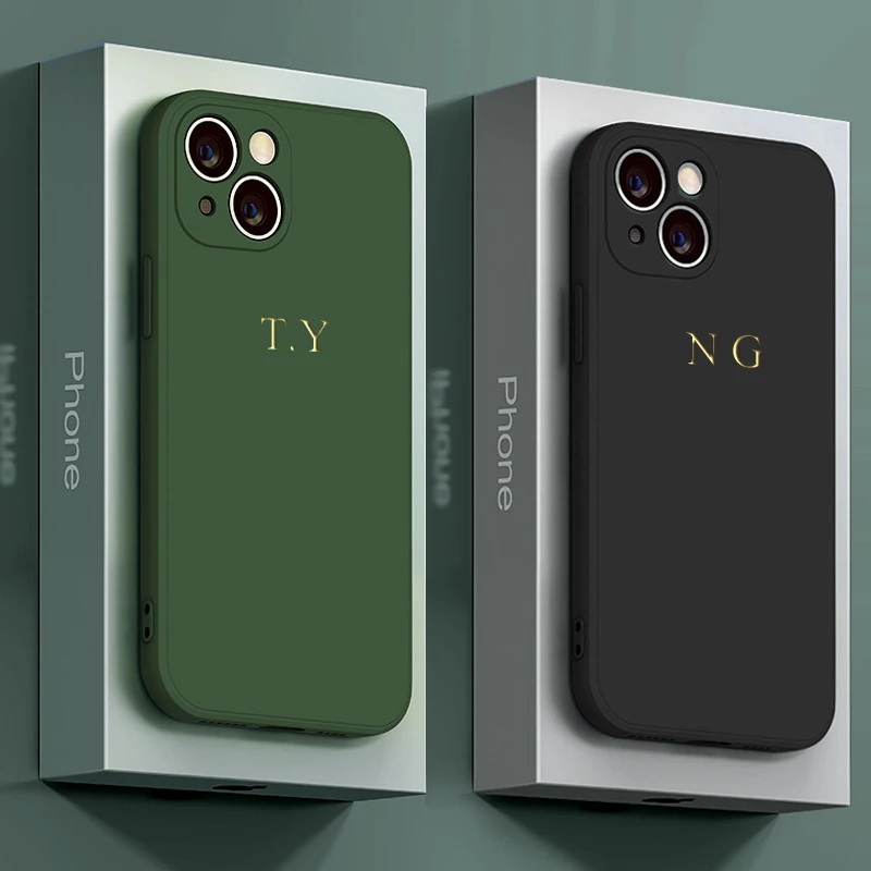 Funda blanda de silicona líquida para iPhone, Funda personalizada con grabado 3D, nombre en relieve, para modelos 15, 14, 13, 12, 11 Pro Max, 14 y