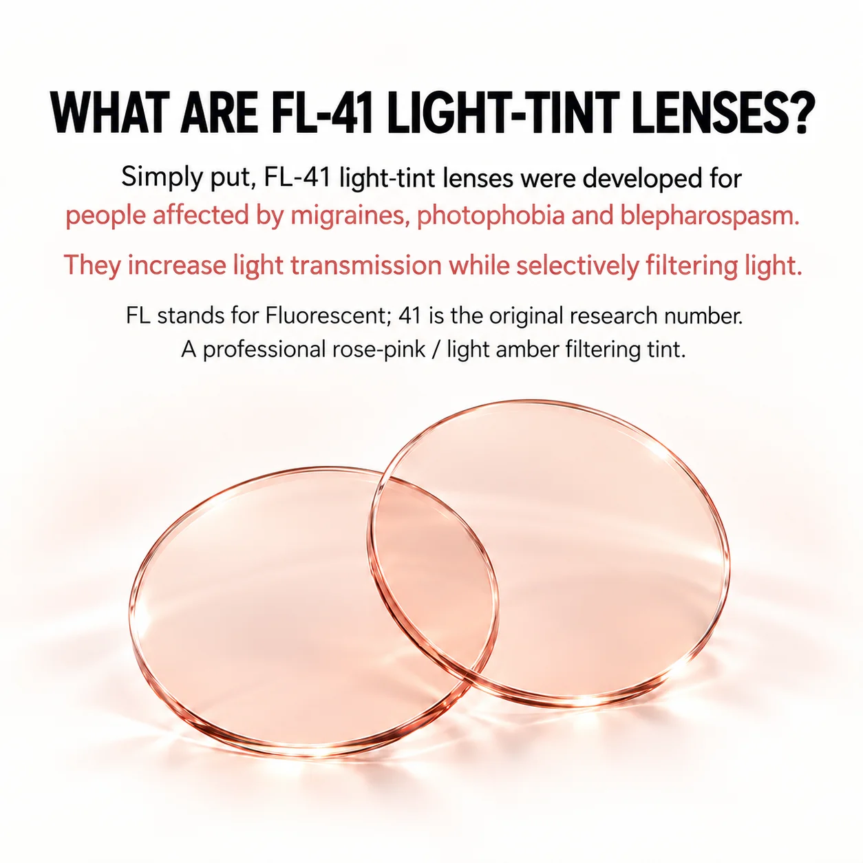 SHINU FL-41 Migraine Glasses FL41 Light Tinted lenses Indoor Block 480-520nm Blue Green Light Anti Photophobia  Sunglasses Women