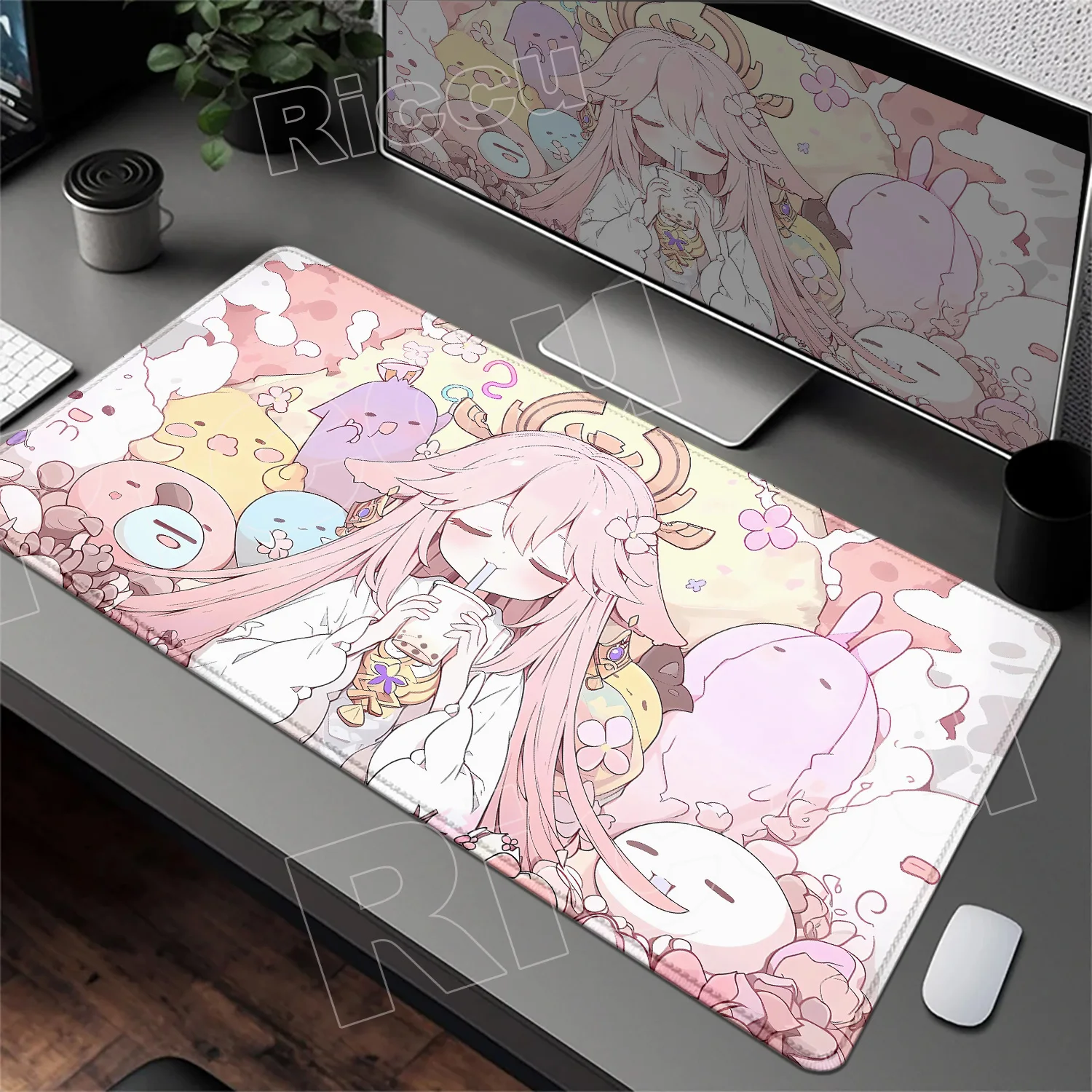 New HD Printing Genshin Impact Girl Mouse Pad Large Yae Miko Mousepad Laptop Gaming Non-slip Mousepad Anime Desktop Rug Non-slip