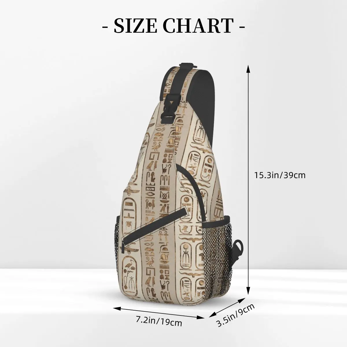 Egyptian Hieroglyphs Crossbody Sling Bag Small Chest Bag Eastern Language Shoulder Backpack Daypack for Travel Hiking Cycling