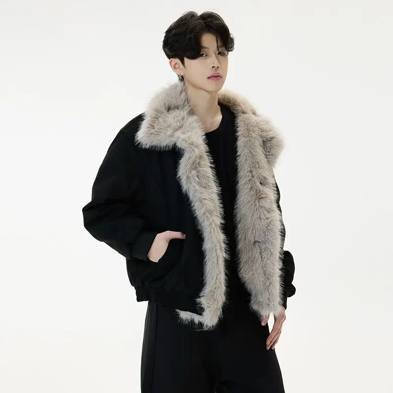

American Sle Loose Fit Thiened Cotton Jaet for Men with Fur Collar Warmth Youth Faion Winter New Arrival ZSD02