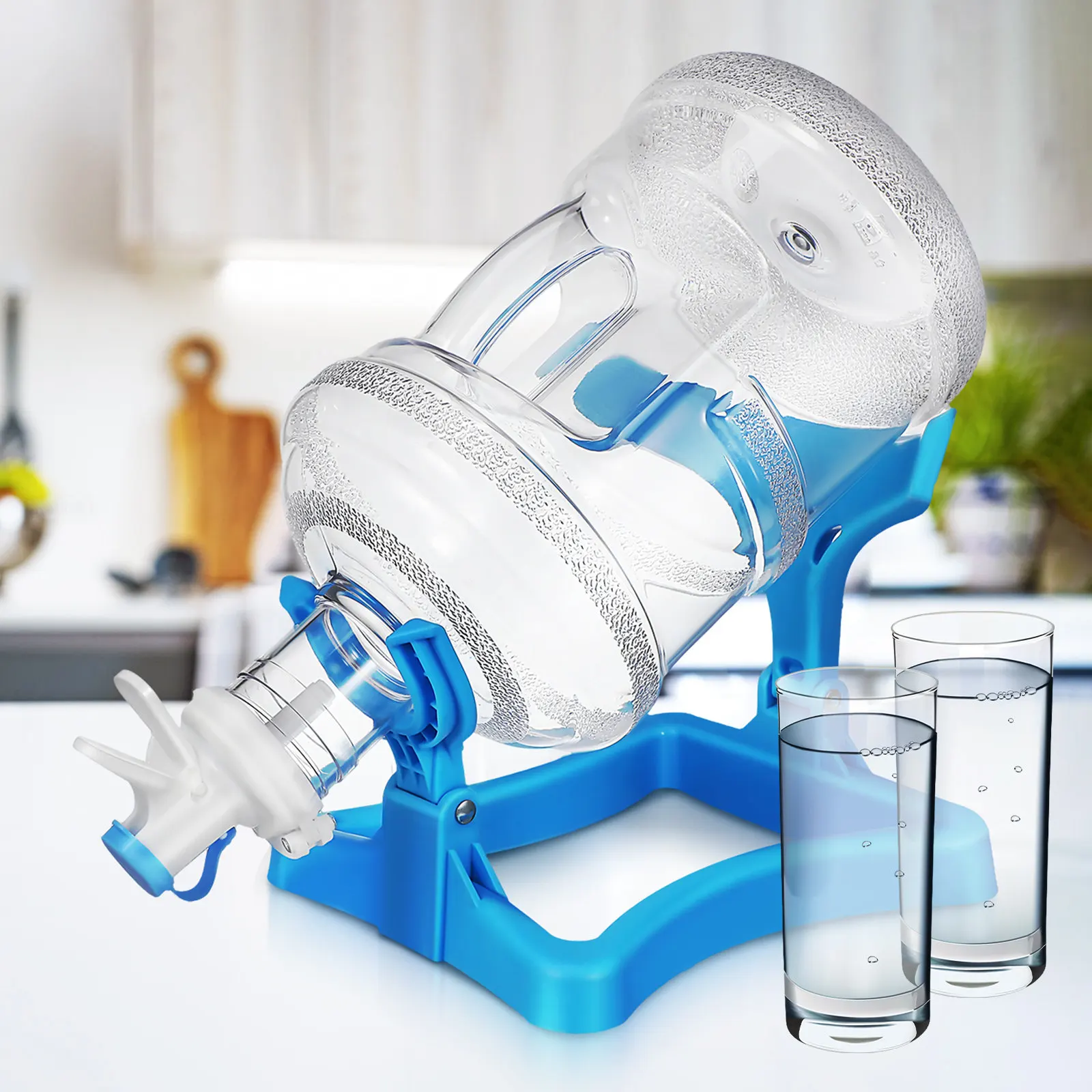 Water Jug Holder Foldable Water Dispenser Stand Heavy Duty Bottle Rack Wheels Adjustable Height Home Office Cooler Stand
