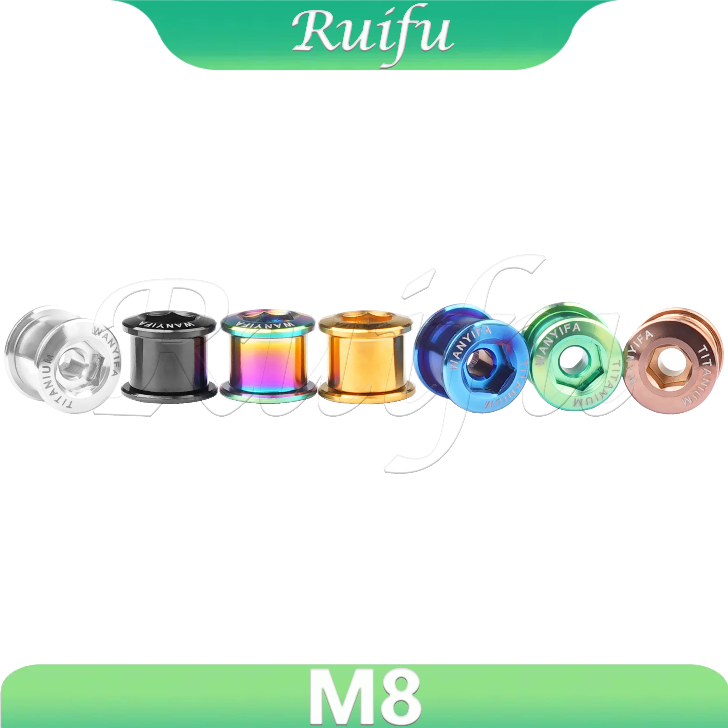 Ruifu  Titanium Bolt M8x6.5mm Bicycle Crankset Chainwheel Screw for Road MTB Bike Chainring Plate Crank Bolt Cap Cycling Parts