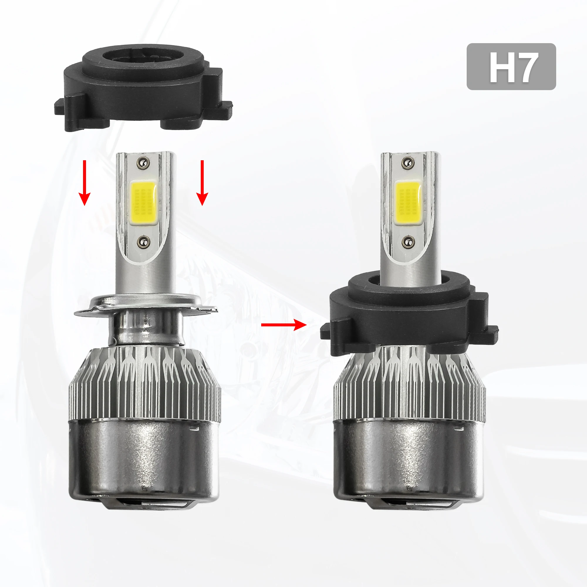 UXCELL 1 Set Car H7 LED Headlight Adapter Bases with Key Replace for Mazda CX5 2018 2019 2020 2021 2022