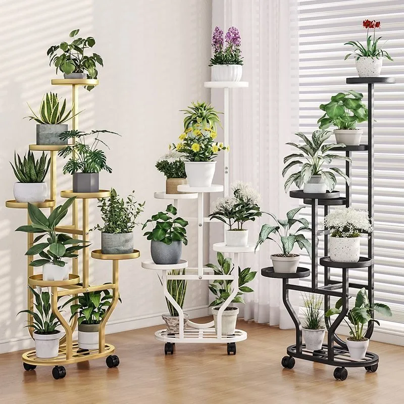 Plant Stand For Flowers Wheel Storage Shelf 9Tier Flower Shelf Planter Rack Indoor Display Stand Multiple Flower Pot