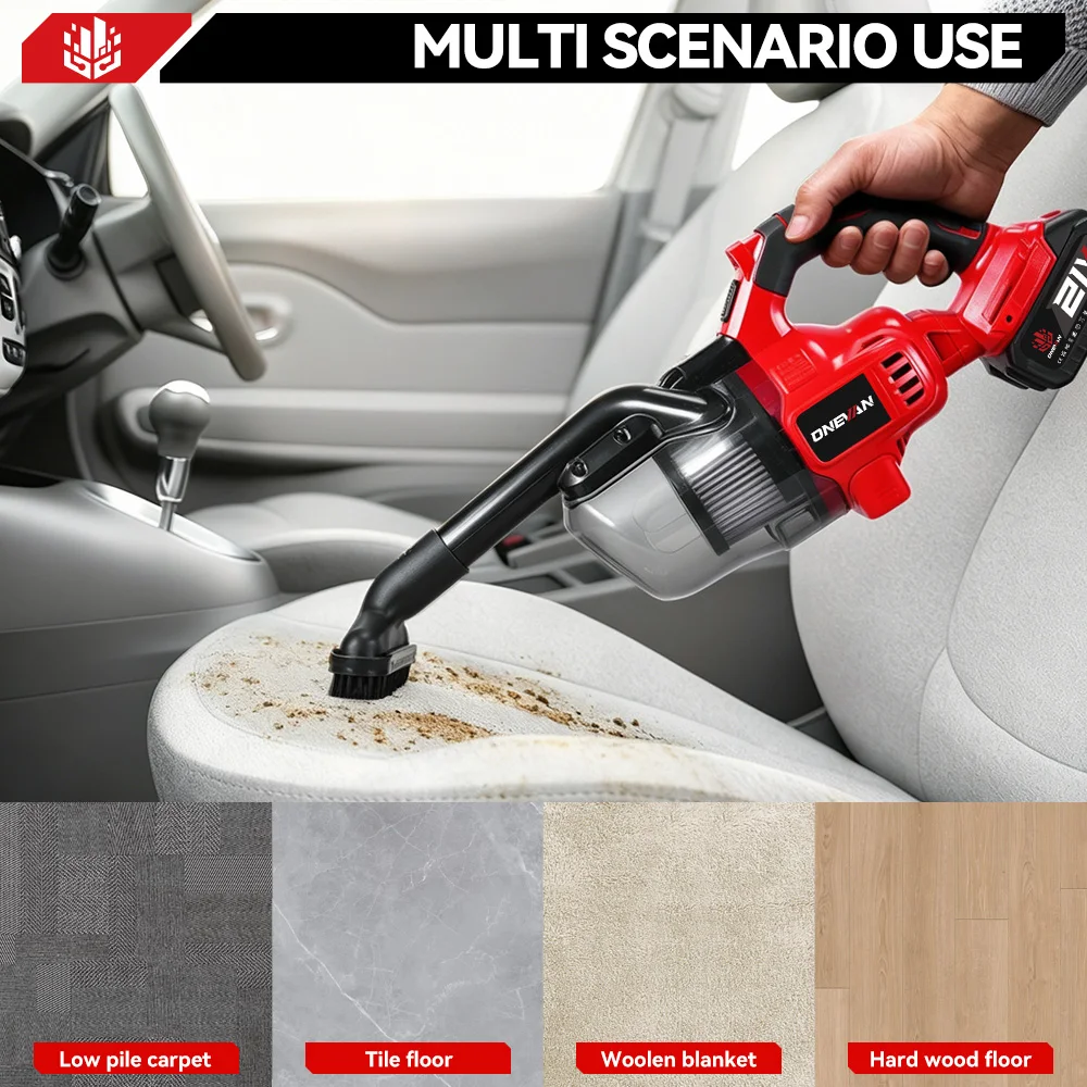 ONEVAN 16KPA Elektrischer Staubsauger 6-in-1 Kabelloser Handstaubsauger für Zuhause Boden Tierhaar Reinigungsgerät für Makita 18V Akku – Detail 10