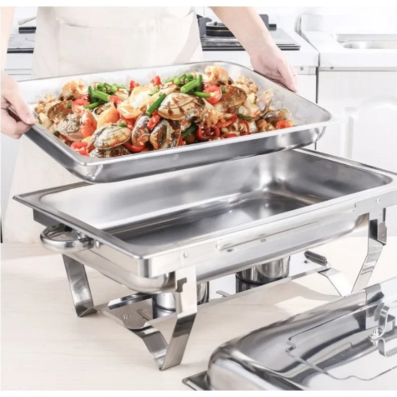 

Huadison wholesale Indian chaffing dish rectangle buffet food warmer stainless steel chafing dishes for sale