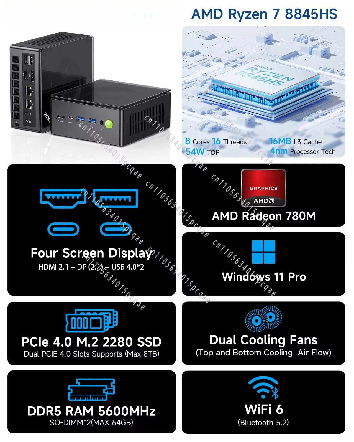 K8PLUS Mini PC R78845Hs Flagship Gaming Desktop Computer with Hard Drive System