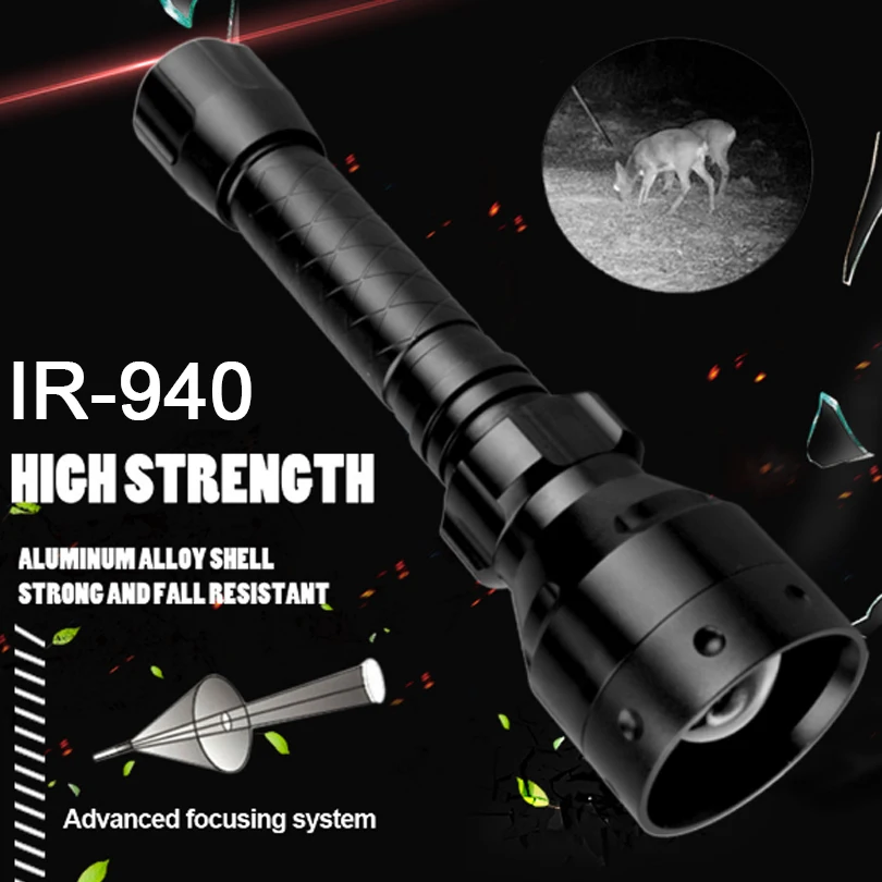 SecurityIng IR 850nm 940nm Flashlight T50 T20 Waterproof Tactical Infrared Torch Long Range Zoomable Night Vision Hunting Lights