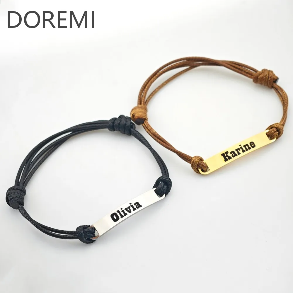 DOREMI Custom Name Coordinate Bracele Personalized Bar Bracelet Multi Color Rope Woven Chain Name Bracelet