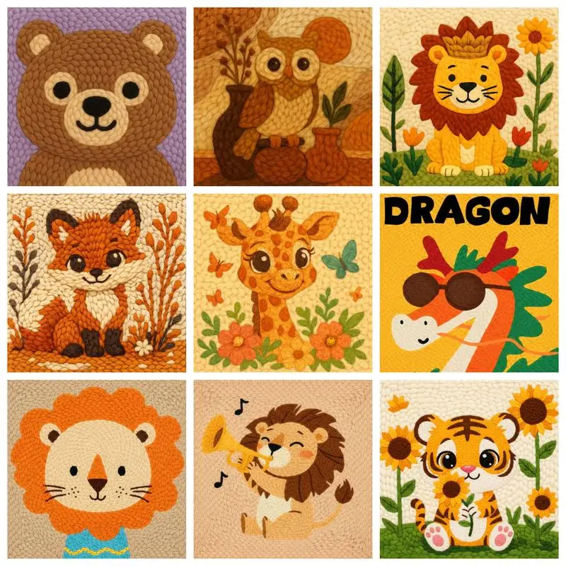 

RUOPOTY Framed Owl Punch Needle Kits Abstract Fun Crafts For Adults Animal Punch Needle Supplies Home Decor Gift Needlework Supp