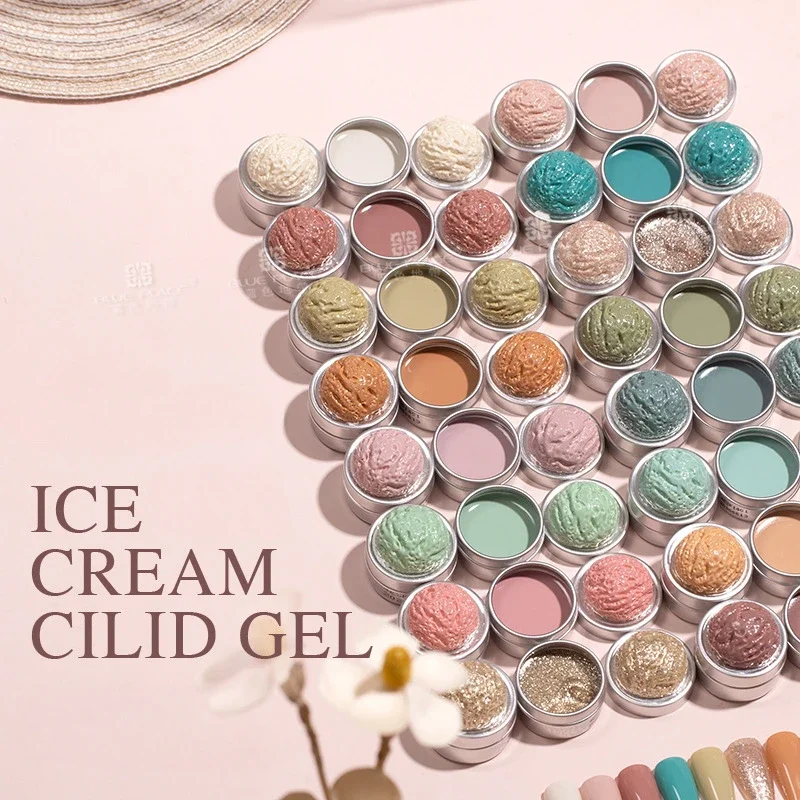 

64 Color Solid Nail Polish Glue Ice Cream Texture Nail Glue Nail Pat-glue Blend Gradient Paint Filling Glue Cans Gel Polish