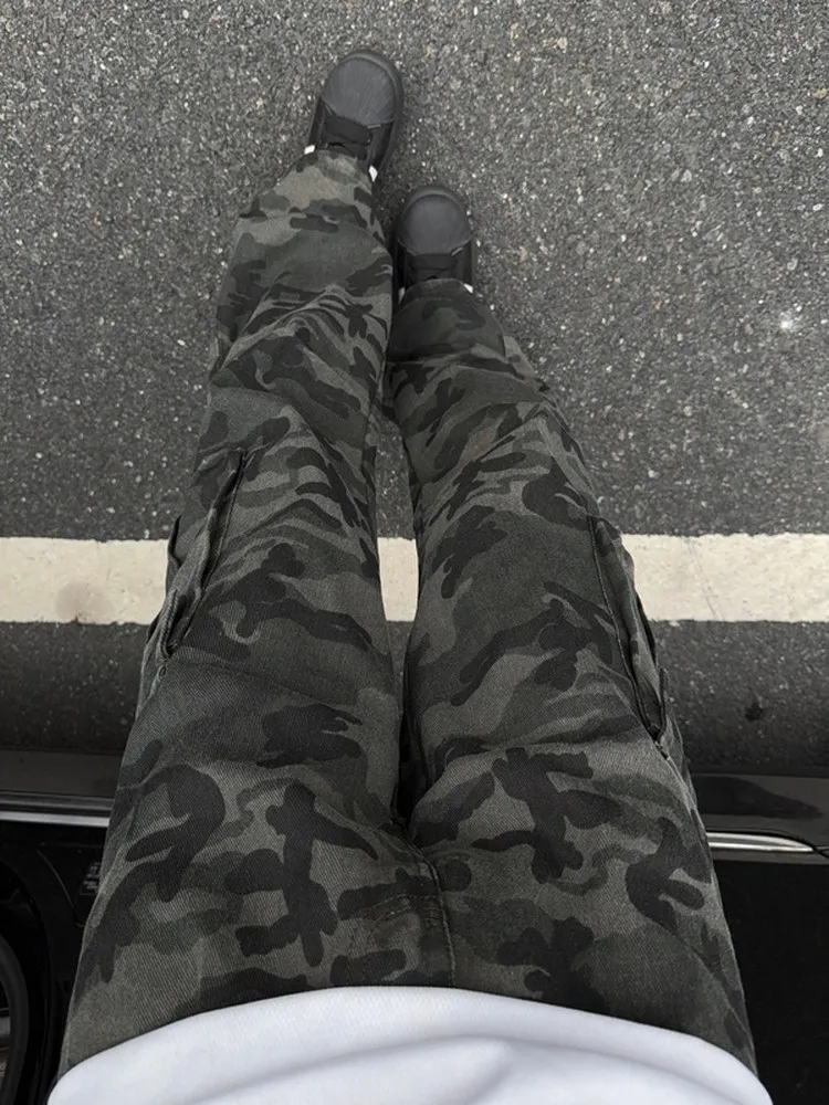 

American Style Camouflage Workwear Jeans Men's Spring Trendy Oversize Handsome Straight Leg Casual Loose Fit Jeans