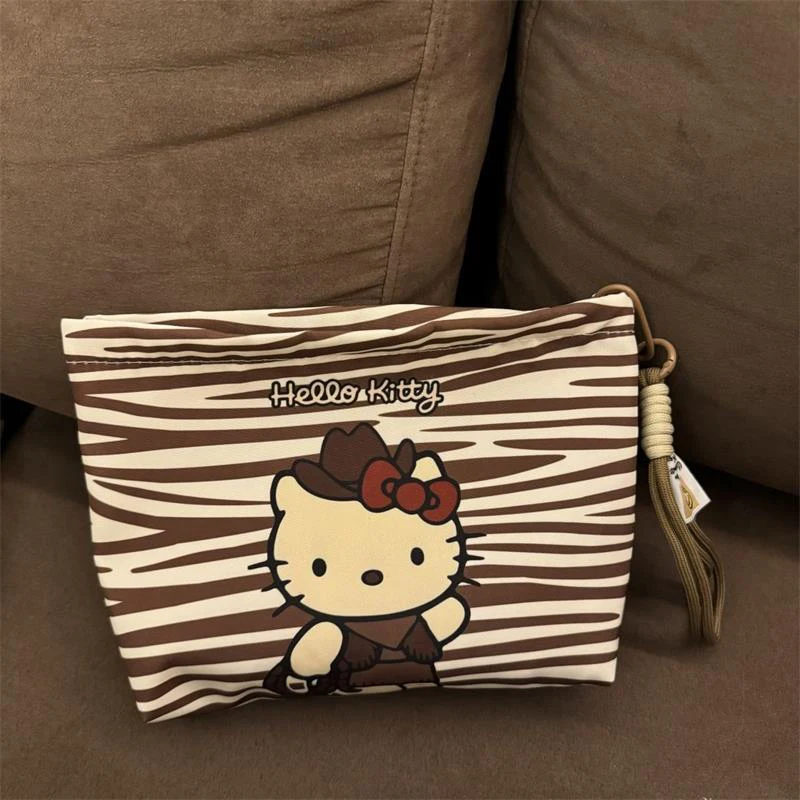 New Cartoon Sanrio Large Capacity Cosmetic Bag Cute Hello Kitty Portable Travel Storage Bag Girly Heart KT Cat Makeup Bags Gifts