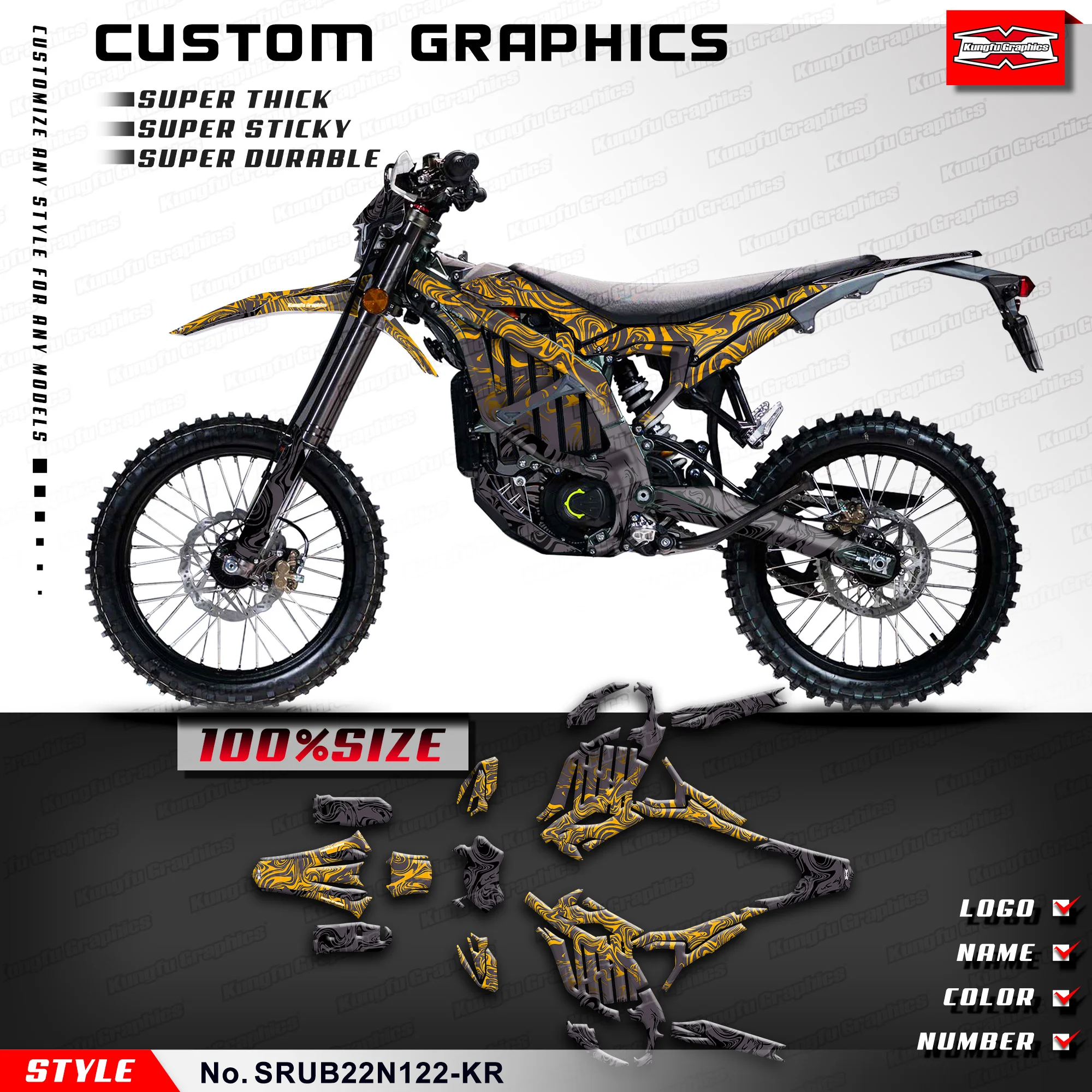 

KUNGFU GRAPHICS CustomAdhesive Sticker Laminated Decals for Ultra Bee Dirt eBike Ultra Bee R Vinyl Wrap, Decorative