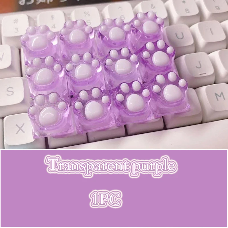 4pcs Cute transparent purple cat claw keycap R4 ESC cross axis cherry mx switch game mechanical keyboard keycap