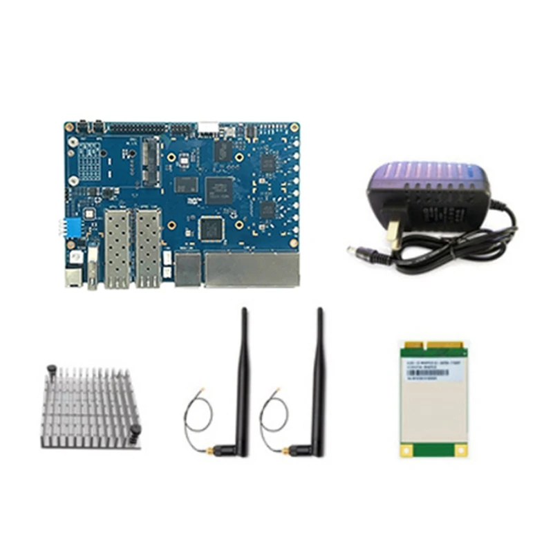 

For Banana PI BPI-R3 MT7986 2G+8G EMMC 2X SFP Router Development Board With 4G Module+Heat Sink+2Xantennas+Power