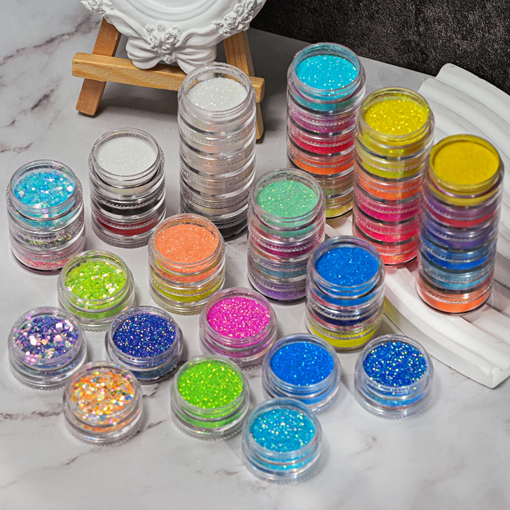 Paillettes hexagonales ultra-fines pour ongles, sequins, sirène, caméléon, holographiques, bricolage, vernis gel UV, décoration, lot de 6/5 pots