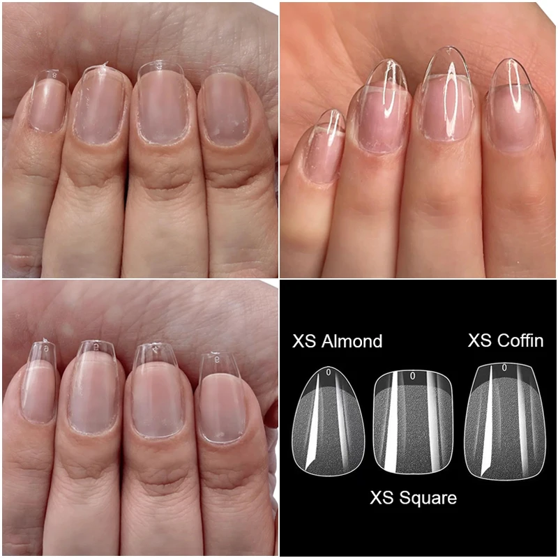 600 Stuks Zachte Gel Valse Nagel Tips Xs Korte Vierkante Kist Amandel Kunstmatige Pers Op Nep Nagels Verlenging X Capsule Manicure Tools