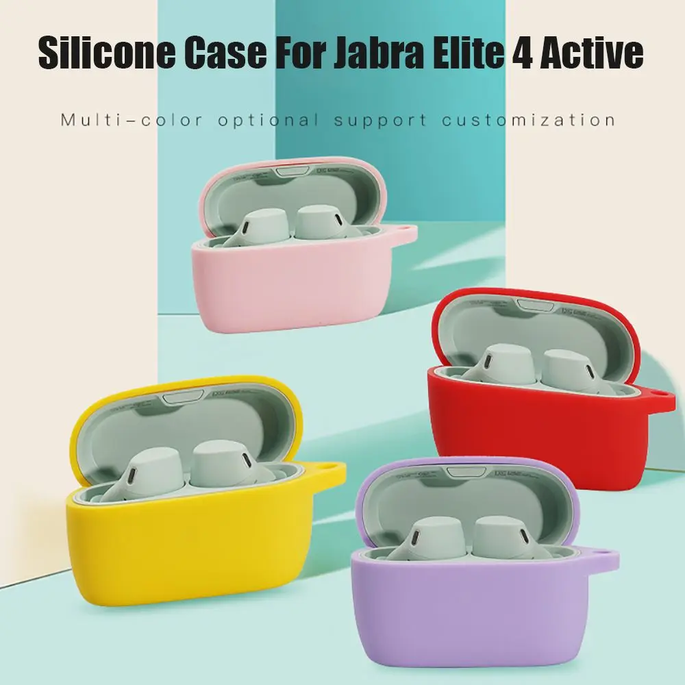 For Jabra Elite 4 Soft Silicone Earphone Case Environment-friendly Protective Cover With Hook Earphone Case Earphone Accessories