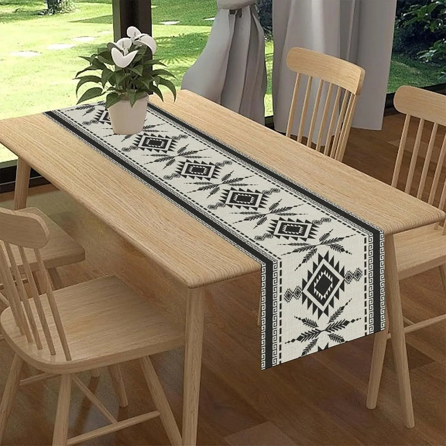 Aztec Southwest Linen Table Runner Dresser Scarf Decor Native American Style Geometric Table Runners Kitchen Dining Table Decor