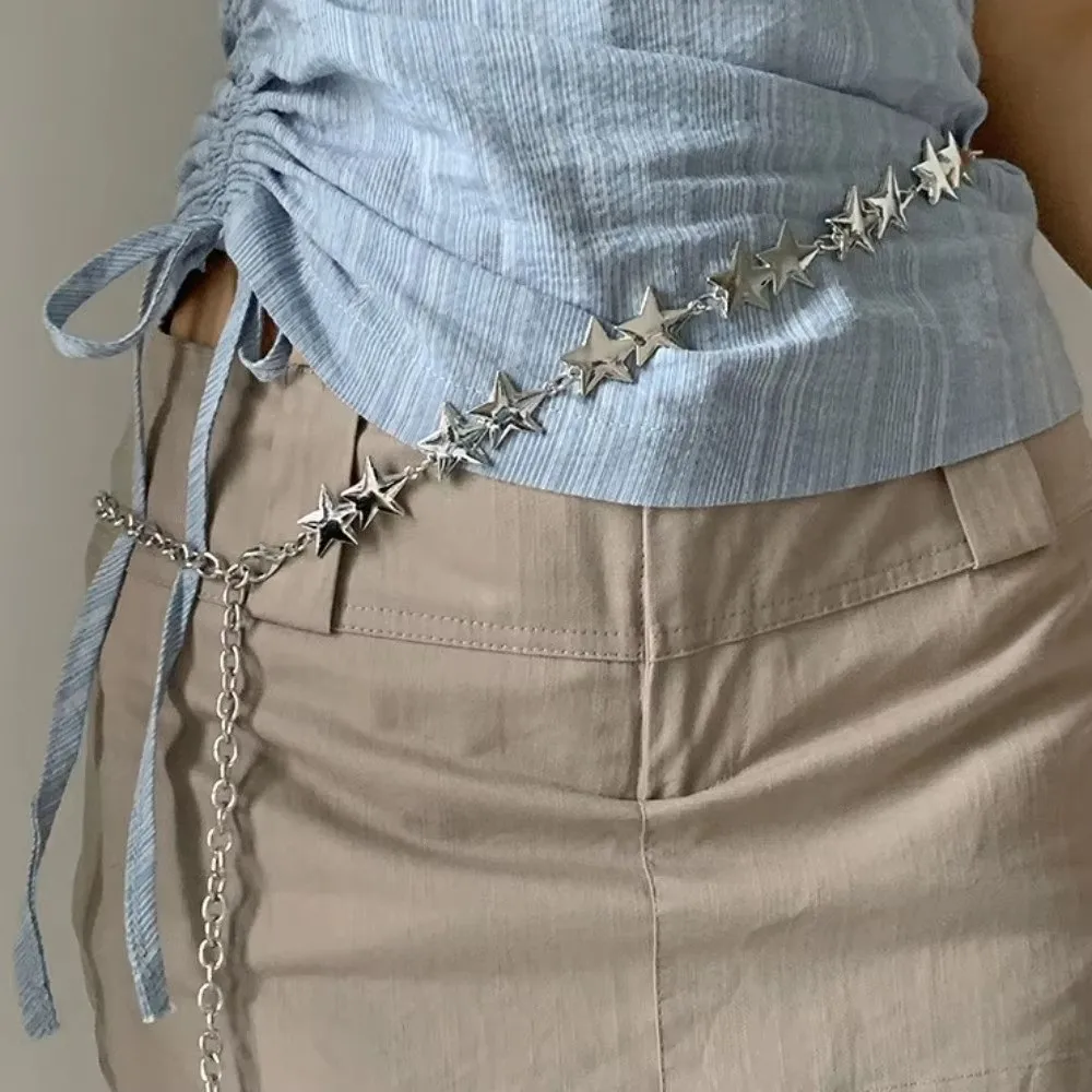 

New Five-pointed Star Waist Chain Metal Vintage Waist Belts Elegant Punk Hip Hop Body Chain Gift