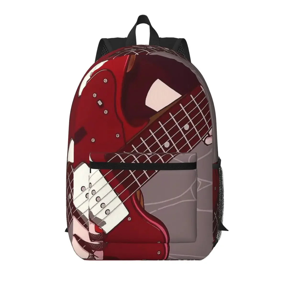 Red Cartoon Electric Guitar Student Backpack School Bag Hiking Travel Daypack for Boys Girls Bookbag Shoulder Bags