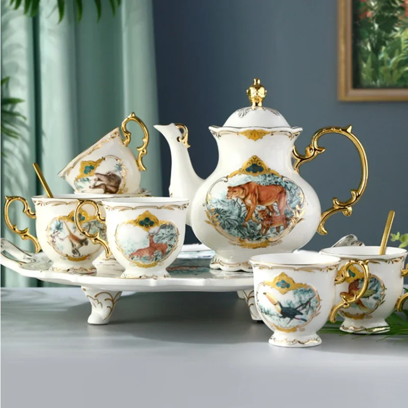 British Ins Teaware European Creative Flower Tea Afternoon Tea Ceramic Tea Set High-grade White Jade Porcelain Coffee Cup Sets