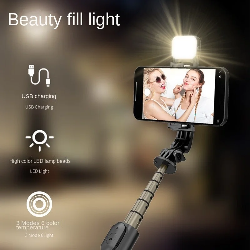 3C Founder Mobile Selfie Stick Bluetooth Wireless Remote Control Desktop Aluminum Alloy Bracket With Fill Light Anti Slip Handle