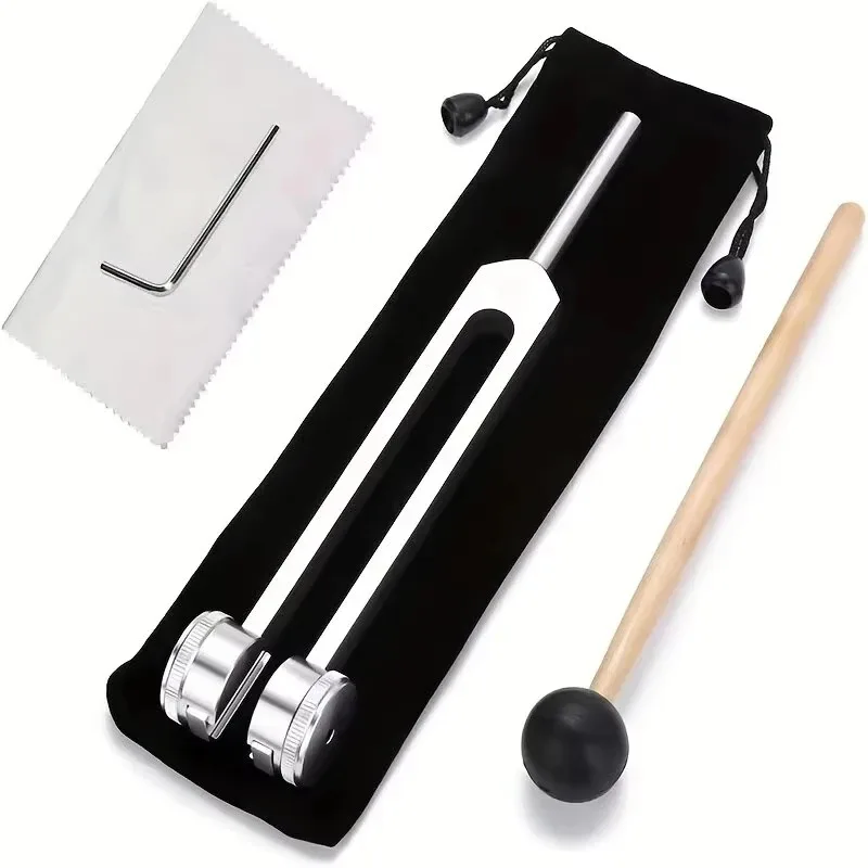 Tuning Fork 128/528 Hz Silicone Hammer Perfect Healing Musical Instrument Stress Alleviation Weighted Bio-Acoustic Sound Therapy