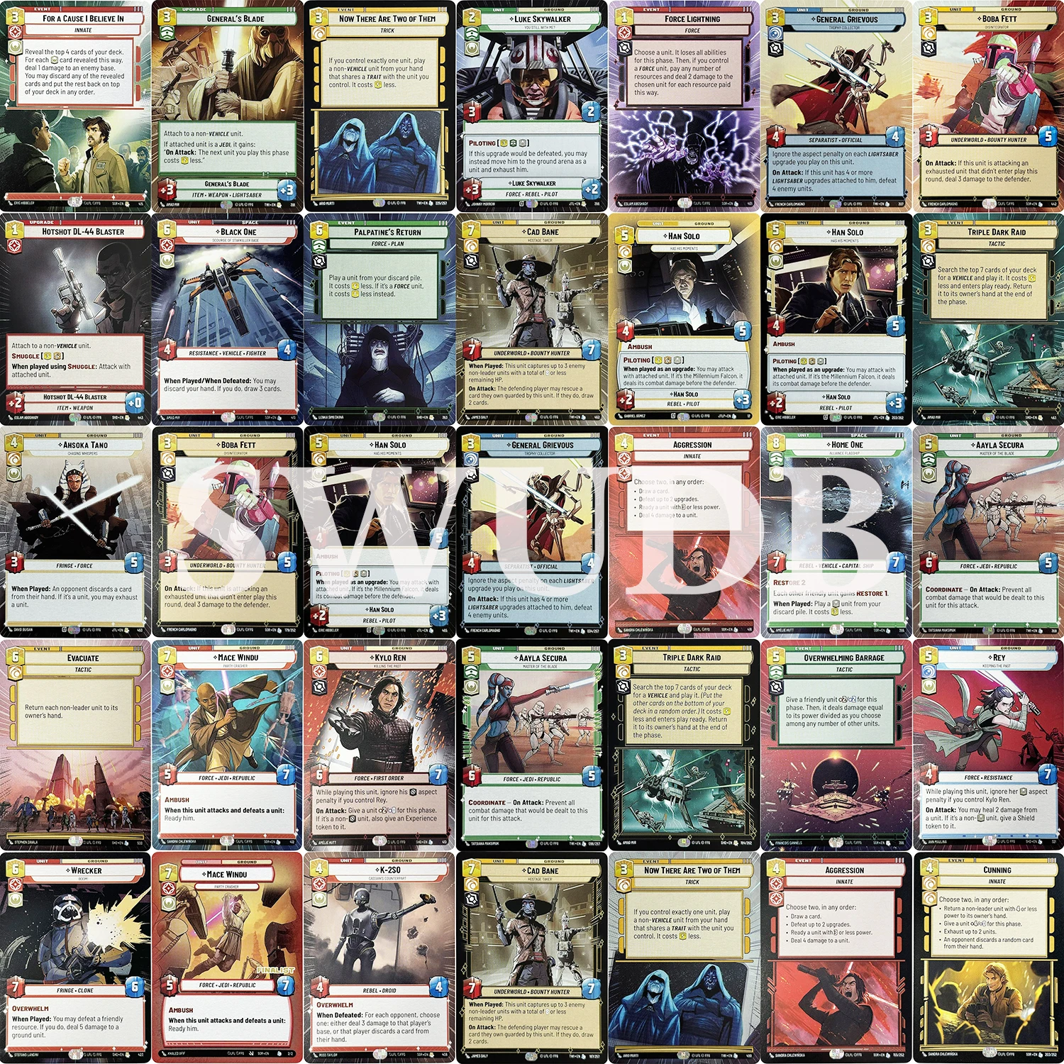 

SWUDB Прокси Обычные карты AAYLA SECURA AGGRESSION CAD BANE CUNNING Герий ГРАВЫЙ ДОМАШНИЙ ОДИН торговая коллекция игрушки подарочные карты