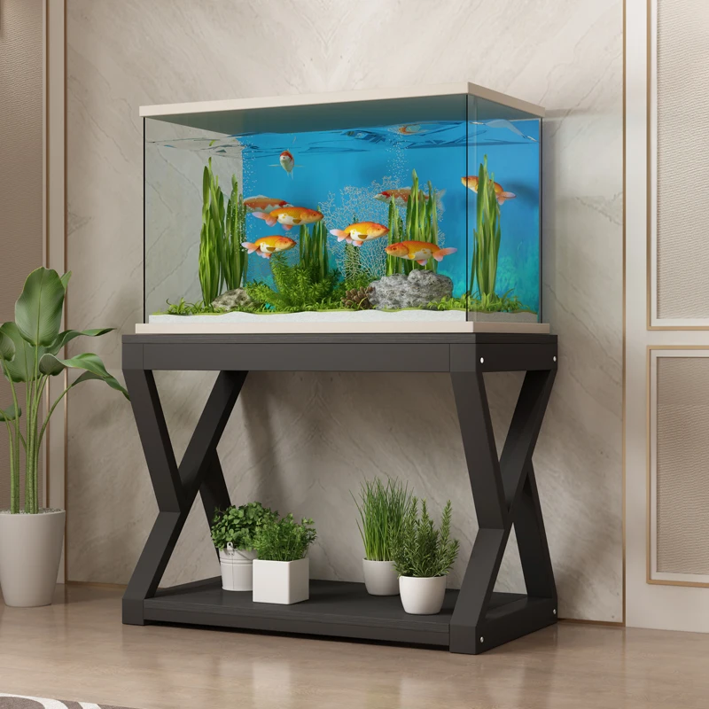 Super white fish tank bottom cabinet, customized iron frame,   living room, small living room, glass fish tank, household use