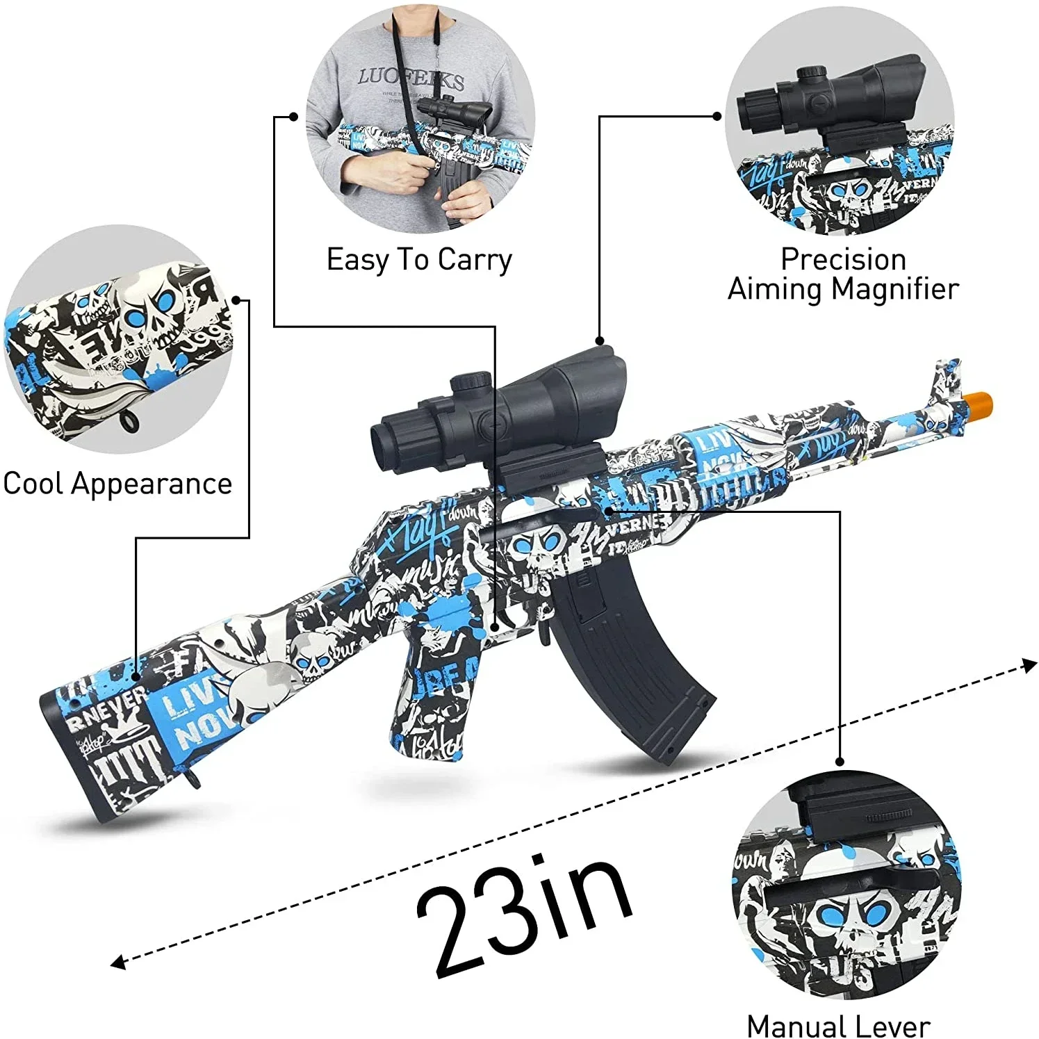 Elétrico Paintball Splatter Ball Shooter, Gel Ball Rifle Gun, CS Outdoor Game, brinquedo para crianças, presente, novo, 2022, AK47, M249