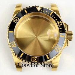 40mm NH35 watch case gold Ceramic Bezel Sapphire stainless steel for sub gmt nh34 nh35 nh36 movement waterproof 28.5mm dial