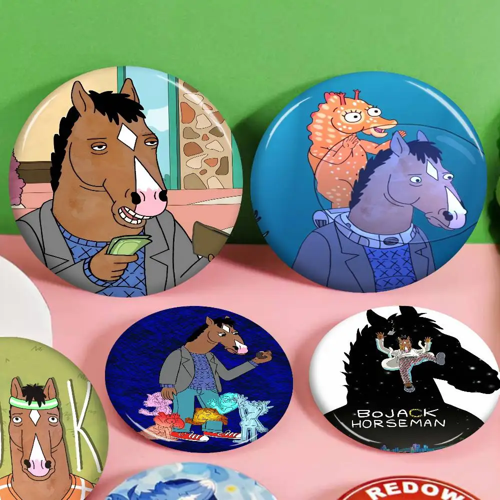 

BoJack H-Horseman 58mm Cute Anime Figure Icon Badge Handmade Tinplate Brooch for Backpack Clothes Chest Ornament Gifts